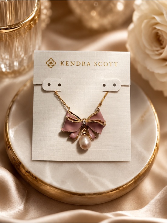 Kendra Scott Jewelry - Kendra Scott Dusty Pink Bow Necklace with Pearl Drop